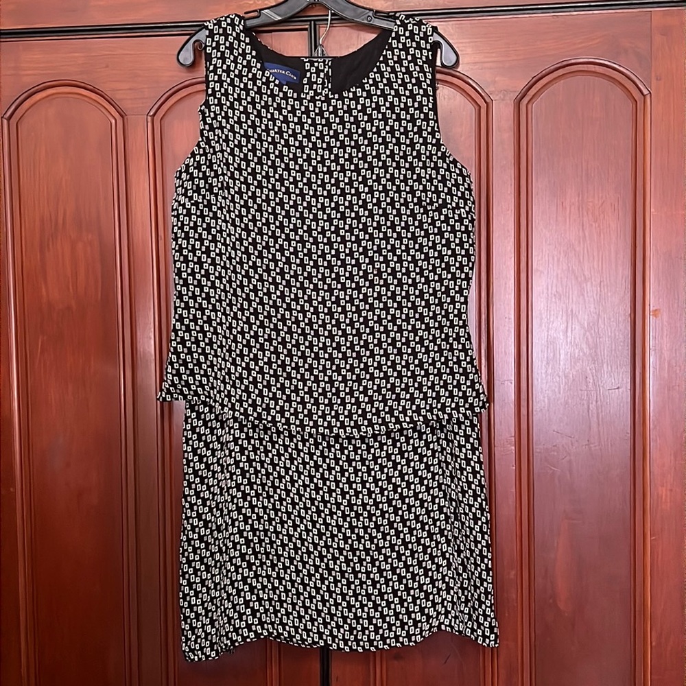 Charter Club Silk NWT Black With Squares Two Piece Skirt Set Size 14P